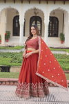 KA 5055 Vichitra Silk Embroidered Work Lehenga With Blouse Dupatta Wholesale In India